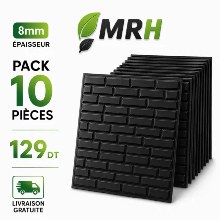 Pack 10 pièces Brique Design 3D (70cm | 77cm) Noir